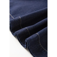 Dirty blue Zipped up Bodice Collared Short Puff Sleeve Denim Dress - L thumbnail