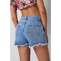 Sky Blue High Rise Crossover Waist Denim Shorts - 16 US thumbnail