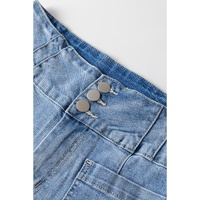 Light Blue Fly Button Exposed Seam Patched Pocket Flare Jeans - 10 US thumbnail