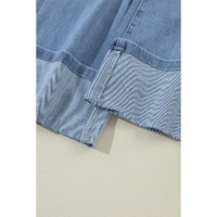 Dusk Blue High Rise Asymmetric Button Zip Fly Ripped Jeans - 12 US thumbnail