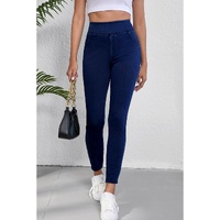 Ashleigh Blue Solid Color High Waist Stretchy Slim Fit Jeggings - L thumbnail