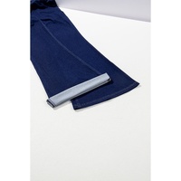 Dusk Blue Solid Crossed Waist High Elastic Fit Flare Knit Jeans - M thumbnail