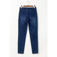 Ashleigh Blue Multiple Pockets Straight Leg Washed Stretchy Knit Casual Jeans - 2XL thumbnail