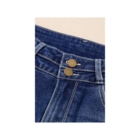 Sail Blue High Rise Dual Button Distressed Raw Hem Flared Jeans - 10 US thumbnail