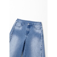 Beau Blue Vintage Stitching Raw Hem Flared Jeans - 8 US thumbnail