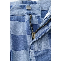 Dusk Blue Checkered Denim Wide Leg Jeans - 4 US thumbnail
