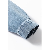 Dusk Blue Slit Buttons Pocketed Denim Jacket - L thumbnail