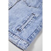 Beau Blue Vintage Washed Flap Pockets Denim Jacket - S thumbnail