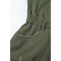 Moss Green Distressed Frayed Denim Romper - XL thumbnail