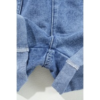 Dusk Blue Chest Pocket Front Buttoned Folded Edge Denim Short Sleeve Romper - M thumbnail