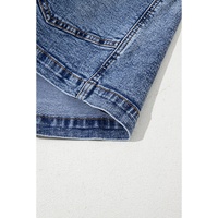 Dusk Blue Sleeveless U Neck Patched Pocket Denim Romper - XL thumbnail
