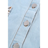 Sky Blue Contrast Leopard Denim Jacket - L thumbnail