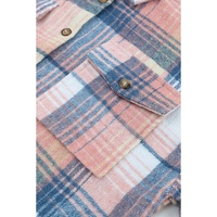 Pink Black/Pink Plaid Flap Pockets Shacket - XL thumbnail
