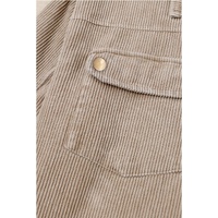 Azura Exchange Khaki Patchwork Hooded Corduroy Shacket - M thumbnail