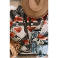 Gray Western Aztec Snap Buttoned Fleece Jacket - 2XL thumbnail