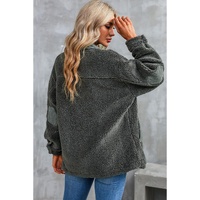Gray Corduroy Trim Elbow Patch Sherpa Jacket - M thumbnail