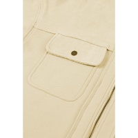 Apricot Flap Pocket Drawstring Hood Zip Up Jacket - L thumbnail