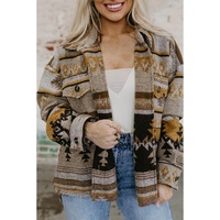 Azura Exchange Brown Western Aztec Print Jacket - M thumbnail
