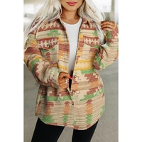 Yellow Western Aztec Print Button Flap Pocket Shacket - 2XL thumbnail