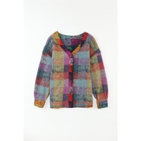 Multicolor Brushed Checked Western Buttoned Jacket - M thumbnail