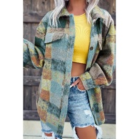 Multicolor Brushed Plaid Pocketed Oversize Shacket - L thumbnail