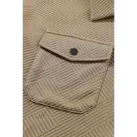Khaki Solid Textured Flap Pocket Buttoned Shacket - M thumbnail