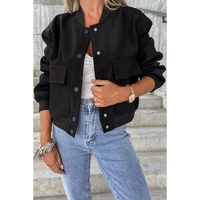 Black Big Pockets Baseball Collar Jacket - XL thumbnail