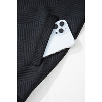 Black Solid Textured Stand Neck Zipper Bomber Jacket - S thumbnail