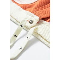 Coral Quilted Textured Patchwork Loose Fit Hooded Jacket - M thumbnail