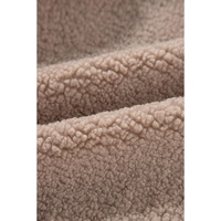 Light French Beige Zipper Pocketed Winter Fuzzy Jacket - L thumbnail