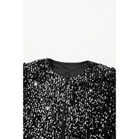 Black Sequined Open Front Cropped Jacket - S thumbnail