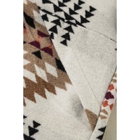 Beige Aztec Printed Stand Neck Zip Up Jacket - M thumbnail