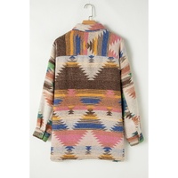 White Aztec Print Button Up Shacket - M thumbnail