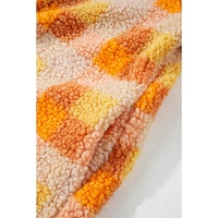 Orange Checkered Sherpa Hooded Jacket - L thumbnail