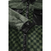 Vineyard Green Fleece Checkerboard Flap Pocket Snap Button Jacket - 2XL thumbnail
