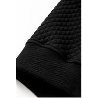 Black Quilted Side Pockets Zipper Hooded Jacket - S thumbnail