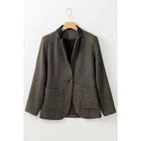 Desert Palm Twilled Single Breasted Lapel Blazer Coat - M thumbnail