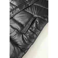 Black Hooded Long Quilted Vest Coat - M thumbnail