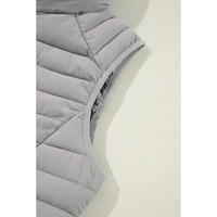 Silvery Plush Collared Quilted Zipped Puffer Vest - 2XL thumbnail