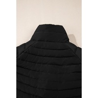 Black Plush Collared Quilted Zipped Puffer Vest - S thumbnail