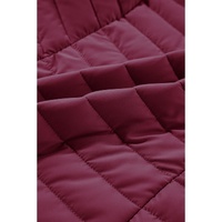 Burgundy Plush Collared Quilted Zipped Puffer Vest - L thumbnail