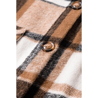 Straw Yellow Retro Plaid Button up Collared Vest - L thumbnail
