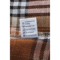 Orange Plaid Color Block Patchwork Shirt Jacket with Pocket - M thumbnail