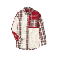 Plaid Corduroy Patchwork Shacket - L thumbnail