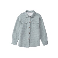 Gray Retro Quilted Flap Pocket Button Shacket - XL thumbnail