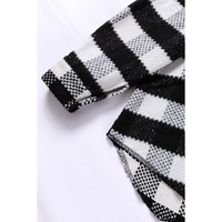 Black Plaid Textured Flap Pocket Shacket - M thumbnail