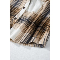 Multicolour Plaid Print Flap Pocket Button Up Shacket - L thumbnail