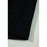 Black Solid Color Corduroy Buttoned Long Sleeve Shacket - S thumbnail