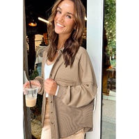 Goat Mineral Wash Textured Patchwork Loose Fit Shacket - XL thumbnail