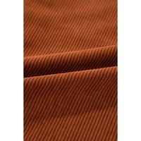 Rose Red Colorblock Curved Hem Corduroy Shacket with Pocket - S thumbnail